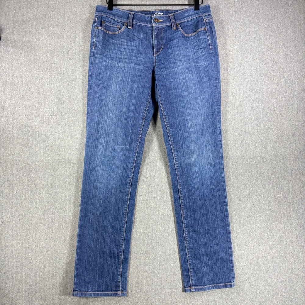 Ann Taylor LOFT Jeans Women Size 8 Blue Modern Straight Stretch Denim